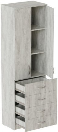 Шафа Анжело Ferrum-decor на 3 полиць з 2 дверима та 4 ящики 1900x600x380 ДСП Бетон 16 мм (FRD-104994)