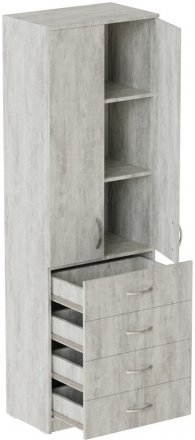 Шафа Анжело Ferrum-decor на 3 полиць з 2 дверима та 4 ящики 1900x600x380 ДСП Бетон 16 мм (FRD-104994)