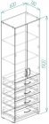 Шафа Анжело Ferrum-decor на 3 полиць з 2 дверима та 4 ящики 1900x600x380 ДСП Бетон 16 мм (FRD-104994)