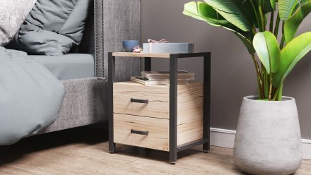 Тумба універсальна Ferrum-decor Вів'єн 2/2 50x41x40 чорний ДСП Дуб Сан-Марино 16мм (FRD-104157) Тумба універсальна Ferrum-decor Вів'єн 2/2 50x41x40 чорний ДСП Дуб Сан-Марино 16мм (FRD-104157)