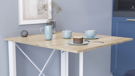 Стіл-книга трансформер Оріон 1 Ferrum-decor 750x810x730 Білий метал ДСП Дуб Сонома 16 мм (FRD-104607) Стіл-книга трансформер Оріон 1 Ferrum-decor 750x810x730 Білий метал ДСП Дуб Сонома 16 мм (FRD-104607)