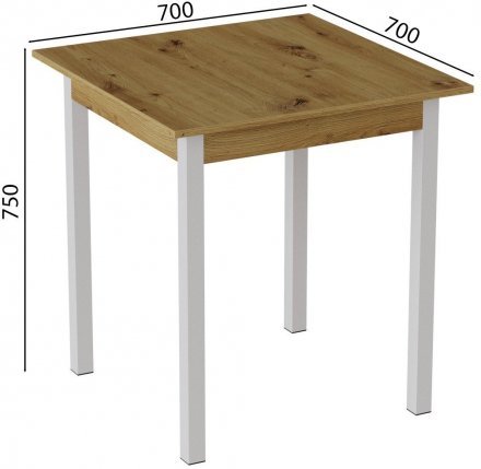 Стіл кухонний Ferrum-decor Дієго 75x70x70 Білий ДСП Дуб Артизан 16мм (FRD-105705)