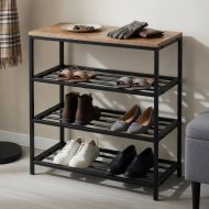 Полиця для взуттяСлайм 3 Ferrum-decor 635x630x260 Чорний метал ДСП Дуб Сан-Маріно 16 мм (FRD-106837)