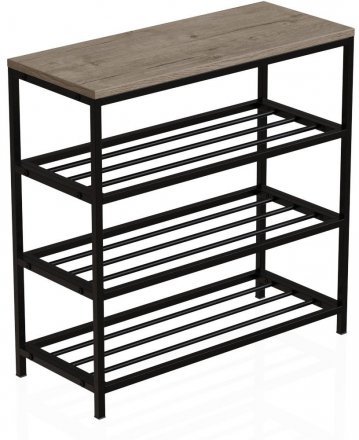 Полиця для взуттяСлайм 3 Ferrum-decor 635x630x260 Чорний метал ДСП Дуб Сан-Маріно 16 мм (FRD-106837)