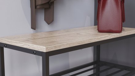 Полиця для взуттяСлайм 3 Ferrum-decor 635x630x260 Чорний метал ДСП Дуб Сан-Маріно 16 мм (FRD-106837)