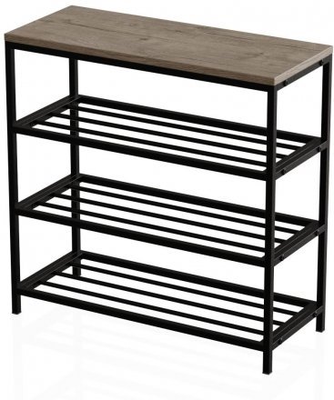 Полиця для взуттяСлайм 3 Ferrum-decor 635x630x260 Чорний метал ДСП Дуб Сан-Маріно 16 мм (FRD-106837)