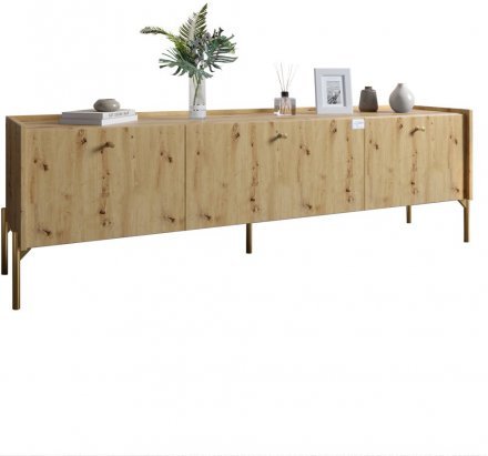 Тумба під телевізор на 3 шухляди LION Wood з золотими ніжками 160х65х40 см Дуб Артизан (LION-042992) Тумба під телевізор на 3 шухляди LION Wood з золотими ніжками 160х65х40 см Дуб Артизан (LION-042992)