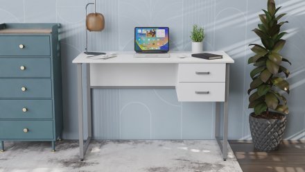 Письмовий стіл Ferrum-decor Дакота 75x140x60 сірий ДСП Біле 16мм (FRD-102320)