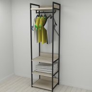 Шафа Гардероб Уні секція 3 серії Конект Ferrum-decor 220x60x50см Чорний метал ДСП Дуб Сонома 32 мм (FRD-104525)