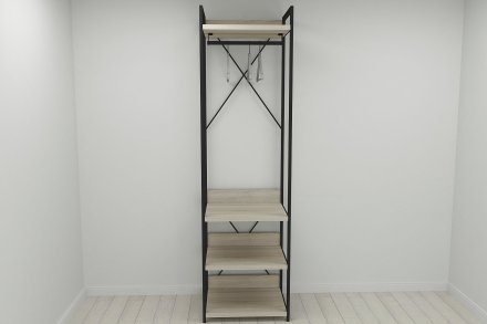 Шафа Гардероб Уні секція 3 серії Конект Ferrum-decor 220x60x50см Чорний метал ДСП Дуб Сонома 32 мм (FRD-104525)