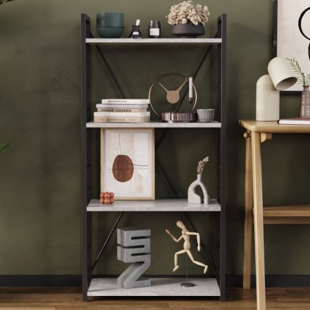 Етажерка 4/60 Ferrum-decor Серії Конект 120x60x28 чорний ДСП Бетон 16мм (FRD-105552)
