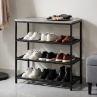 Полиця для взуття Слайм 3 Ferrum-decor 635x630x260 Чорний метал ДСП Бетон 16 мм (FRD-106838)