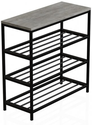 Полиця для взуття Слайм 3 Ferrum-decor 635x630x260 Чорний метал ДСП Бетон 16 мм (FRD-106838)