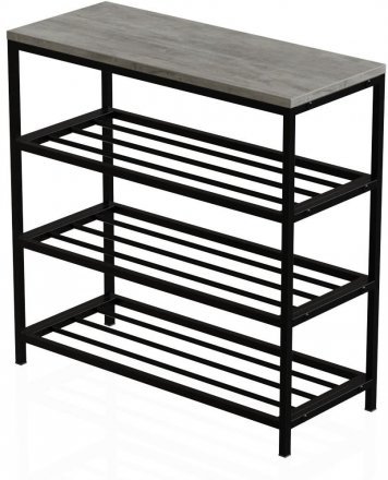 Полиця для взуття Слайм 3 Ferrum-decor 635x630x260 Чорний метал ДСП Бетон 16 мм (FRD-106838)