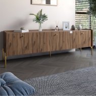 Тумба під телевізор на 3 шухляди LION Wood з золотими ніжками 160х65х40 см Дуб Ліворно (LION-042993)
