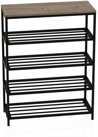 Полиця для взуття Слайм 4 Ferrum-decor 820x630x260 Чорний метал ДСП Дуб Сан-Маріно 16 мм (FRD-106839)