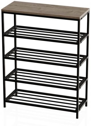 Полиця для взуття Слайм 4 Ferrum-decor 820x630x260 Чорний метал ДСП Дуб Сан-Маріно 16 мм (FRD-106839)
