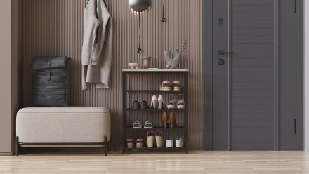 Полиця для взуття Слайм 4 Ferrum-decor 820x630x260 Чорний метал ДСП Дуб Сан-Маріно 16 мм (FRD-106839)