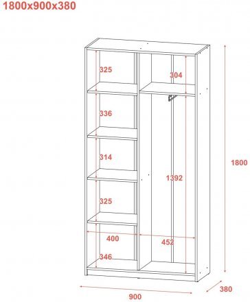Розстібна шафа Doros Студент Дуб Сонома/Білий 90х38х180 DRS-011624 (40908067)