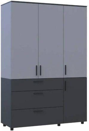 Шафа для одягу Doros Торн Антрацит/Сірий 3 ДСП/3Ш (полиці) 135х51.6х200 (DRS-012036)