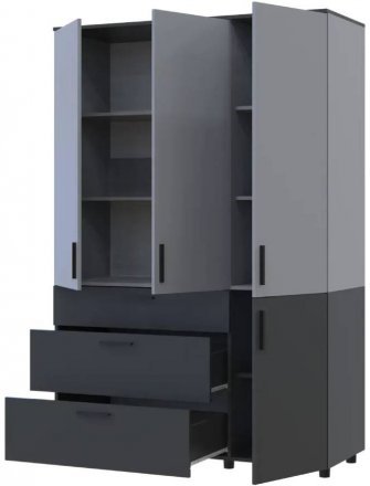 Шафа для одягу Doros Торн Антрацит/Сірий 3 ДСП/3Ш (полиці) 135х51.6х200 (DRS-012036)