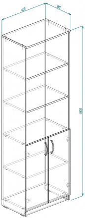 Шафа Анжело Ferrum-decor на 5 полиць з 2 дверима 1900x600x380 ДСП Дуб Сонома 16 мм (FRD-104998)