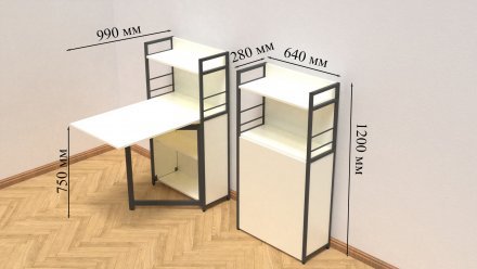 Стіл книжка з етажеркою Практик 1 Ferrum-decor 1200x640x990 Чорний метал ДСП Біле 16 мм (FRD-104611)