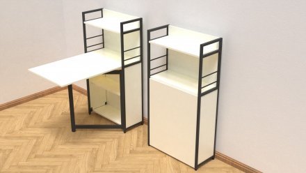 Стіл книжка з етажеркою Практик 1 Ferrum-decor 1200x640x990 Чорний метал ДСП Біле 16 мм (FRD-104611)