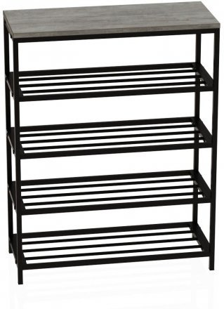 Полиця для взуття Слайм 4 Ferrum-decor 820x630x260 Чорний метал ДСП Бетон 16 мм (FRD-106840)
