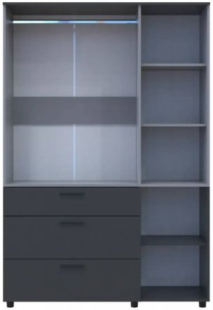 Шафа для одягу Doros Торн Антрацит/Сірий 3 ДСП/3Ш (штанга) 135х51.6х200 (DRS-012037) Шафа для одягу Doros Торн Антрацит/Сірий 3 ДСП/3Ш (штанга) 135х51.6х200 (DRS-012037)