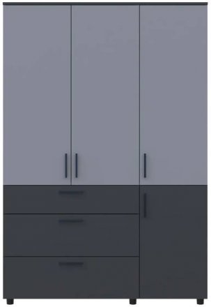 Шафа для одягу Doros Торн Антрацит/Сірий 3 ДСП/3Ш (штанга) 135х51.6х200 (DRS-012037) Шафа для одягу Doros Торн Антрацит/Сірий 3 ДСП/3Ш (штанга) 135х51.6х200 (DRS-012037)