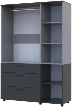 Шафа для одягу Doros Торн Антрацит/Сірий 3 ДСП/3Ш (штанга) 135х51.6х200 (DRS-012037) Шафа для одягу Doros Торн Антрацит/Сірий 3 ДСП/3Ш (штанга) 135х51.6х200 (DRS-012037)