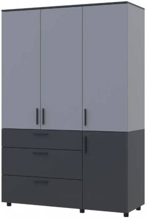 Шафа для одягу Doros Торн Антрацит/Сірий 3 ДСП/3Ш (штанга) 135х51.6х200 (DRS-012037) Шафа для одягу Doros Торн Антрацит/Сірий 3 ДСП/3Ш (штанга) 135х51.6х200 (DRS-012037)