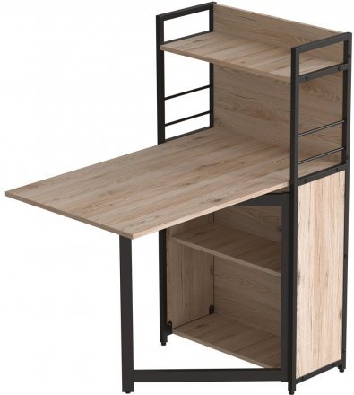 Стіл книжка з етажеркою Практик 1 Ferrum-decor 1200x640x990 Чорний метал ДСП Дуб Сан-Марино 16 мм (FRD-104612)