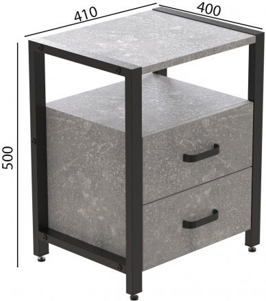 Тумба універсальна Ferrum-decor Вів'єн 2/2 50x41x40 чорний ДСП Дуб Бетон 16мм (FRD-106841)