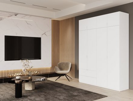 Шафа розпашна с антресолью Doros Лукас 180х50х240 см Білий (DRS-011191) Шафа розпашна с антресолью Doros Лукас 180х50х240 см Білий (DRS-011191)