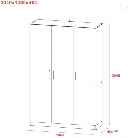 Шафа для одягу Doros Промо Сірий 3 ДСП 135х48х204 (DRS-011626) Шафа для одягу Doros Промо Сірий 3 ДСП 135х48х204 (DRS-011626)