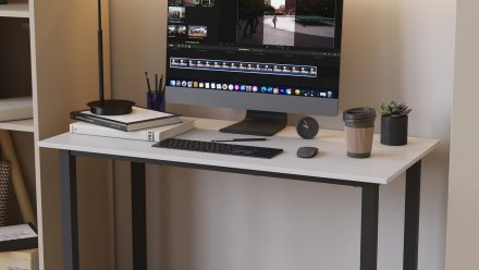 Стіл письмовий Кнап 2 Ferrum-decor 750x1400x700 Чорний метал ДСП Білий 16 мм (FRD-106426)
