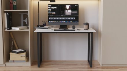 Стіл письмовий Кнап 2 Ferrum-decor 750x1400x700 Чорний метал ДСП Білий 16 мм (FRD-106426)