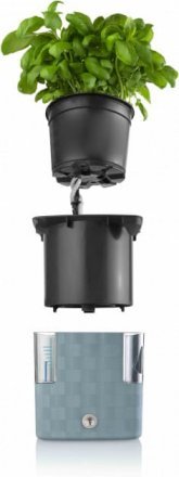 Вазон із системою автополиву Cobble 2,2 л металевий блакитний (8595096964135) 79002 Вазон із системою автополиву Cobble 2,2 л металевий блакитний (8595096964135) 79002