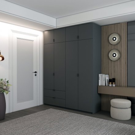 Шафа розпашна с антресолью Doros Лукас 180х50х240 см Графіт (DRS-011192) Шафа розпашна с антресолью Doros Лукас 180х50х240 см Графіт (DRS-011192)