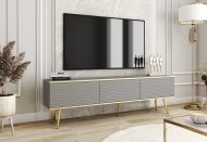 Тумба під телевізор Perfect Home Оро / Oro 3-дверна з золотими ніжками RTV175 MDF Сірий (PFH-091342) Тумба під телевізор Perfect Home Оро / Oro 3-дверна з золотими ніжками RTV175 MDF Сірий (PFH-091342)