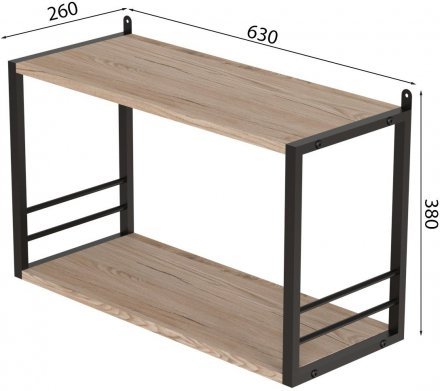 Книжкова полиця універсальна Ferrum-decor Стім 1 38x63x26 чорний ДСП Дуб Сан-Марино 16мм (FRD-104086)