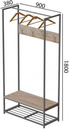 Вішалка модульна підлогова Ferrum-decor Треліс 13 180x90x38 сірий ДСП Дуб Сан-Марино 16мм (FRD-104338) Вішалка модульна підлогова Ferrum-decor Треліс 13 180x90x38 сірий ДСП Дуб Сан-Марино 16мм (FRD-104338)