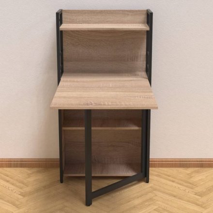 Стіл книжка з етажеркою Практик 1 Ferrum-decor 1200x640x990 Чорний метал ДСП Дуб Сонома 16 мм (FRD-104614) Стіл книжка з етажеркою Практик 1 Ferrum-decor 1200x640x990 Чорний метал ДСП Дуб Сонома 16 мм (FRD-104614)