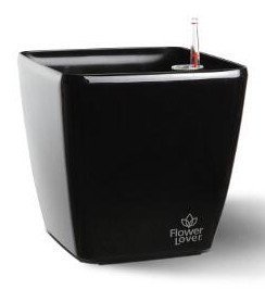 Розумний вазон Quadrato Flower Lover 34 см чорний глянсовий 4111664