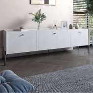 Тумба під телевізор на 3 шухляди LION Wood з чорними ніжками 160х65х40 см Бетон style (LION-043094)