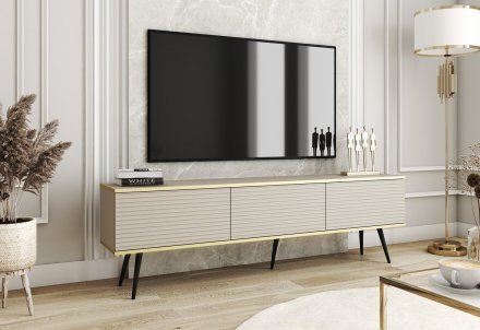 Тумба під телевізор Perfect Home Оро / Oro 3-дверна з чорними ніжками RTV175 MDF Бежевий (PFH-091348) Тумба під телевізор Perfect Home Оро / Oro 3-дверна з чорними ніжками RTV175 MDF Бежевий (PFH-091348)