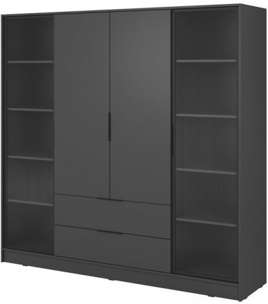 Гардеробна / шафа для одягу Perfect Home Келлі / Kelly 4DRD 4-дверна з боковими прозорими дверцятами Графіт (PFH-091888) Гардеробна / шафа для одягу Perfect Home Келлі / Kelly 4DRD 4-дверна з боковими прозорими дверцятами Графіт (PFH-091888)