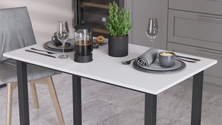 Стіл універсальний Knap Ferrum-decor 750x1400x600 Чорний метал ДСП Білий 16 мм (FRD-106354)